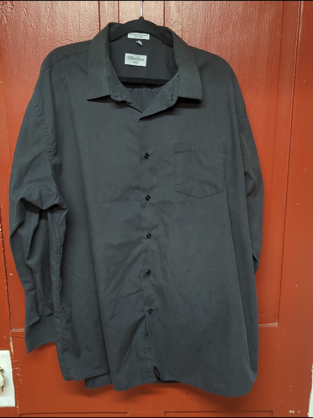 Men's Black Big And Tall Long-Sleeve Button-Up Shirt 3XL
